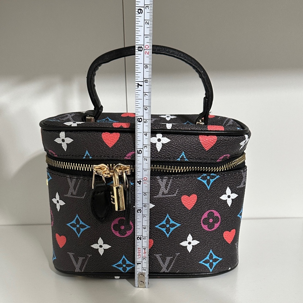 Black Multicolor Flowers Cosmetic Bag - Picture 4 of 16